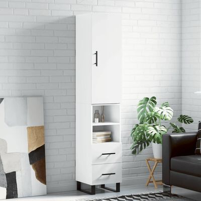 vidaXL Skříň highboard bílá s vysokým leskem 34,5x34x180 cm kompozit