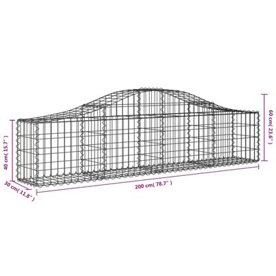 vidaXL Klenuté gabionové koše 15 ks 200x30x40/60 cm pozinkované železo