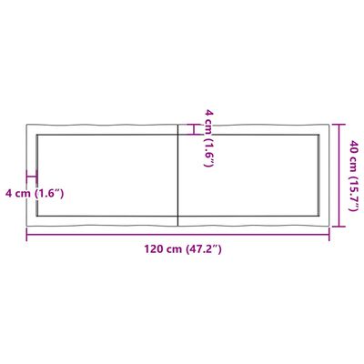 vidaXL Stolní deska 120x40x(2-4)cm neošetřený masivní dřevo živá hrana