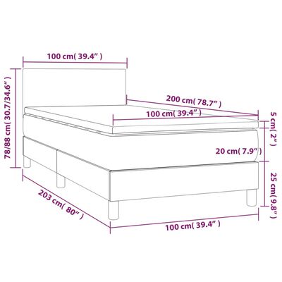 vidaXL Box spring postel s matrací modrá 100 x 200 cm textil