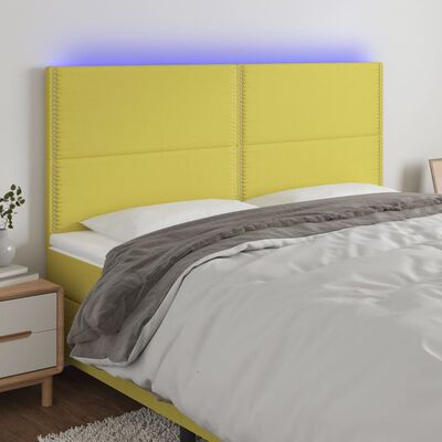 vidaXL Čelo postele s LED zelené 160x5x118/128 cm textil