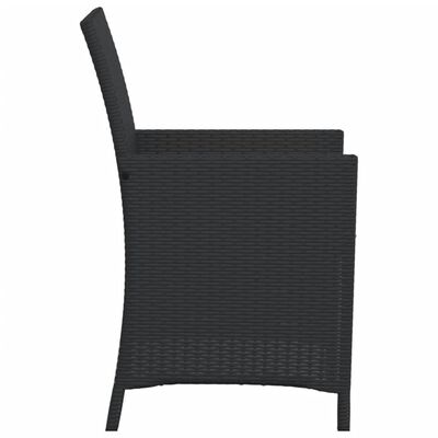 vidaXL 3dílný bistro set s poduškami černý polyratan