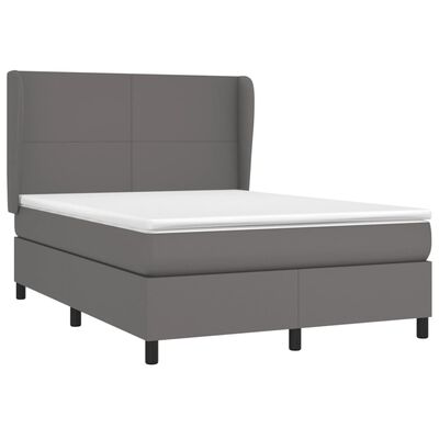 vidaXL Box spring postel s matrací šedá 140x200 cm umělá kůže