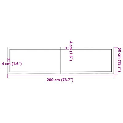 vidaXL Koupelnová deska 200x50x(2-4) cm neošetřené masivní dřevo