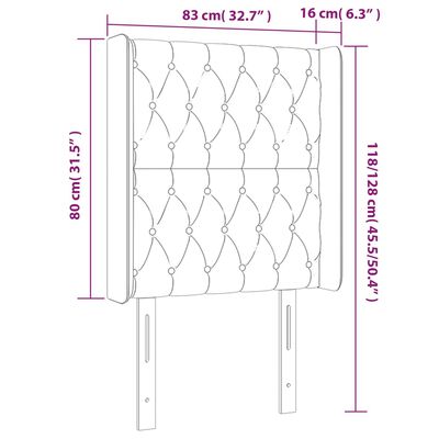 vidaXL Čelo postele s LED tmavě šedé 83 x 16 x 118/128 cm samet