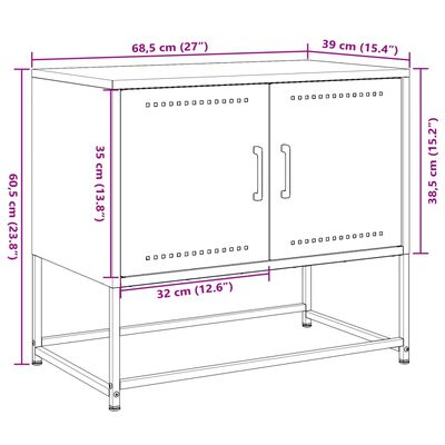 vidaXL TV skříňka olivově zelená 68,5 x 39 x 60,5 cm ocel