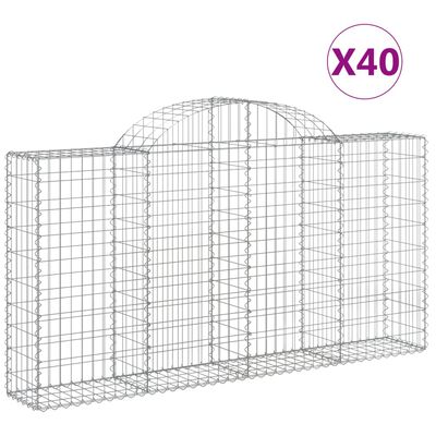 vidaXL Klenuté gabionové koše 40ks 200x30x100/120cm pozinkované železo