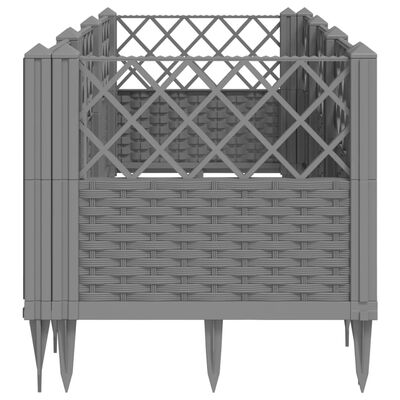 vidaXL Zahradní truhlík s kolíky světle šedý 123,5 x 43,5 x 43,5 cm PP