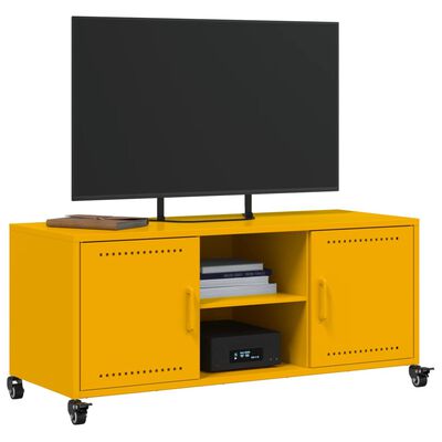 vidaXL TV skříňka hořčicově žlutá 100,5 x 39 x 43,5 cm ocel