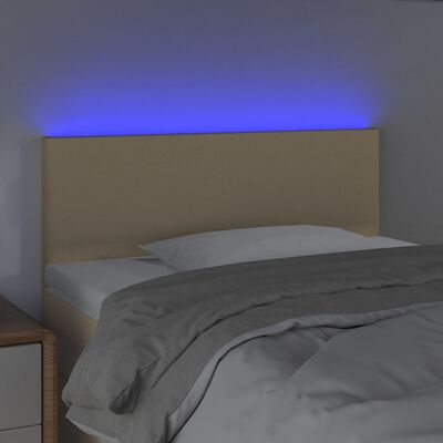 vidaXL Čelo postele s LED krémové 90x5x78/88 cm textil