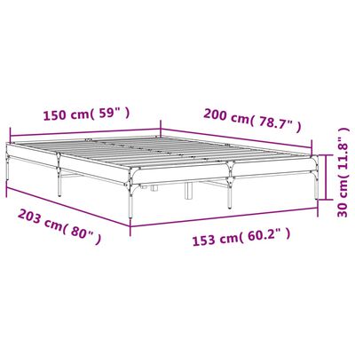 vidaXL Rám postele kouřový dub 150 x 200 cm kompozitní dřevo a kov