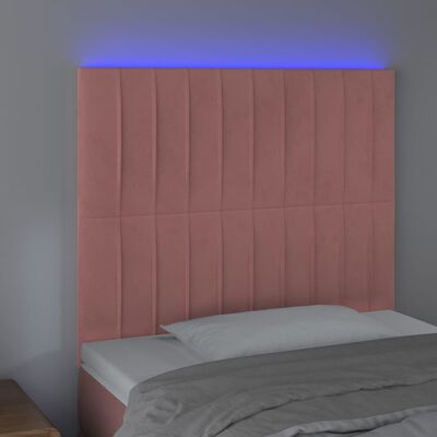 vidaXL Čelo postele s LED růžové 100x5x118/128 cm samet