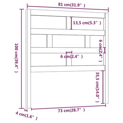 vidaXL Čelo postele černé 81 x 4 x 100 cm masivní borovice