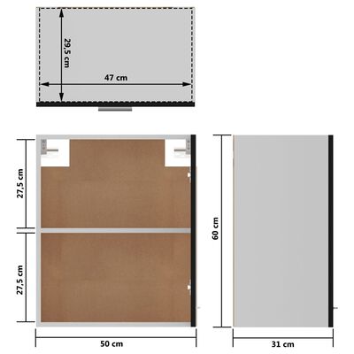 vidaXL Závěsné skříňky 2 ks černé 50 x 31 x 60 cm kompozitní dřevo