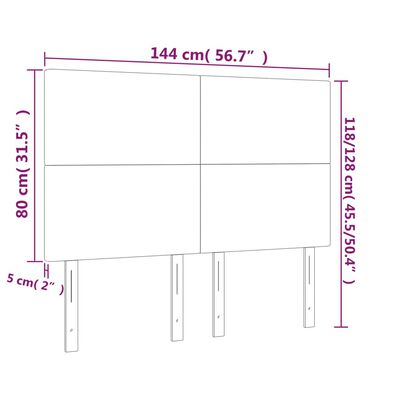 vidaXL Čelo postele s LED bílé 144x5x118/128 cm umělá kůže