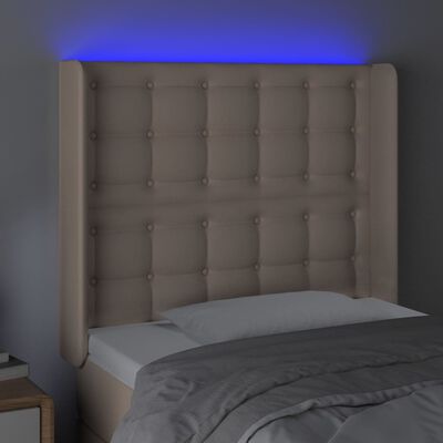 vidaXL Čelo postele s LED cappuccino 83 x 16 x 118/128 cm umělá kůže