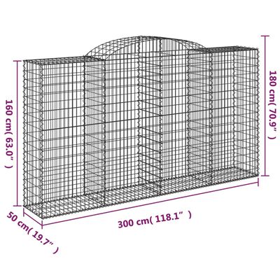 vidaXL Klenuté gabionové koše 20ks 300x50x160/180cm pozinkované železo