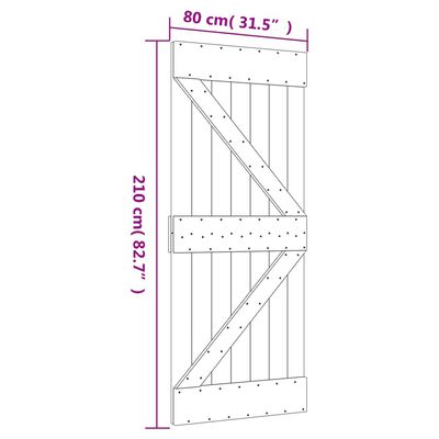 vidaXL Posuvné dveře s kováním 80 x 210 cm masivní borové dřevo