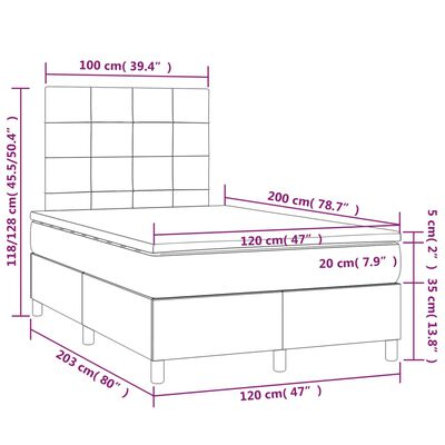 vidaXL Box spring postel s matrací růžová 120 x 200 cm samet