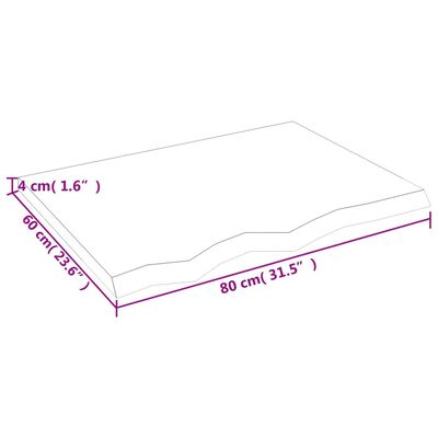 vidaXL Stolní deska světle hnědá 80x60x(2-4)cm ošetřený masivní dub