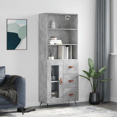 vidaXL Skříň highboard betonově šedá 69,5x34x180 cm kompozitní dřevo