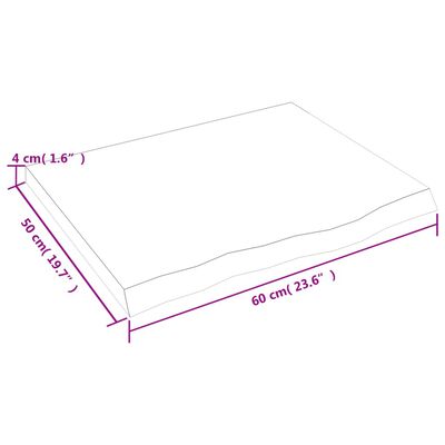 vidaXL Koupelnová deska tmavě hnědá 60x50x(2-4) cm ošetřený masiv