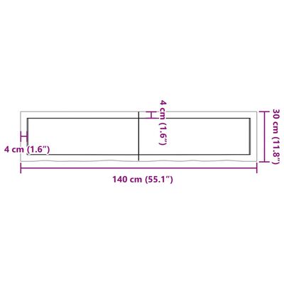 vidaXL Koupelnová deska tmavě hnědá 140x30x(2-6) cm ošetřený masiv