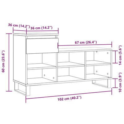 vidaXL Botník bílý s vysokým leskem 102x36x60 cm kompozitní dřevo