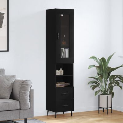 vidaXL Skříň highboard černá 34,5 x 34 x 180 cm kompozitní dřevo