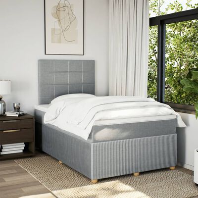 vidaXL Box spring postel s matrací světle šedá 120x190 cm textil