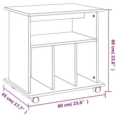 vidaXL Skříňka na kolečkách kouřový dub 60x45x60 cm kompozitní dřevo