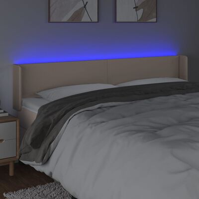 vidaXL Čelo postele s LED cappuccino 183 x 16 x 78/88 cm umělá kůže