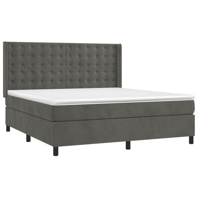 vidaXL Box spring postel s matrací tmavě šedá 160x200 cm samet