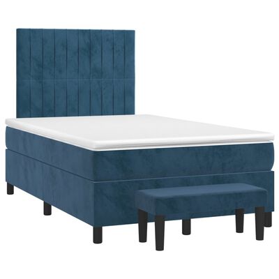 vidaXL Box spring postel s matrací tmavě modrá 120 x 200 cm samet