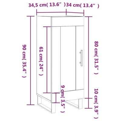 vidaXL Příborník bílý 34,5 x 34 x 90 cm kompozitní dřevo