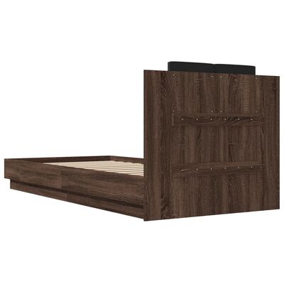 vidaXL Rám postele s čelem hnědý dub 90 x 200 cm kompozitní dřevo