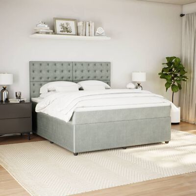 vidaXL Box spring postel s matrací světle šedá 180x200 cm samet