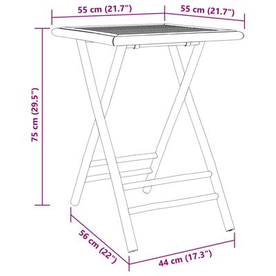 vidaXL 3dílný skládací bistro set s tmavě šedými poduškami bambus