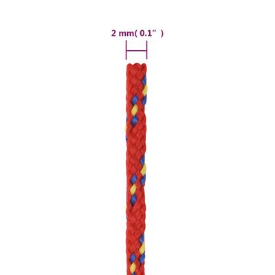 vidaXL Lodní lano červené 2 mm 250 m polypropylen