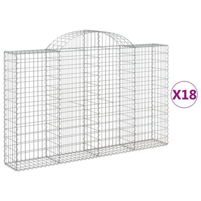 vidaXL Klenuté gabionové koše 18ks 200x30x120/140cm pozinkované železo