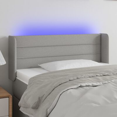 vidaXL Čelo postele s LED světle šedé 83 x 16 x 78/88 cm textil