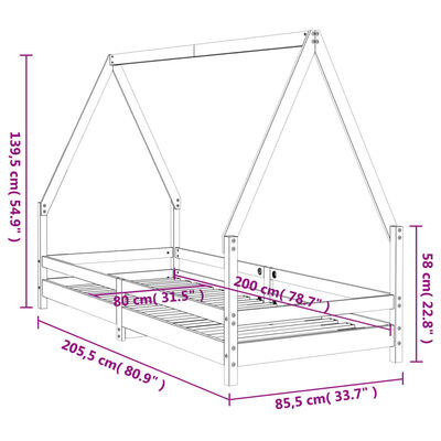 vidaXL Dětská postel bílá 80 x 200 cm masivní borové dřevo