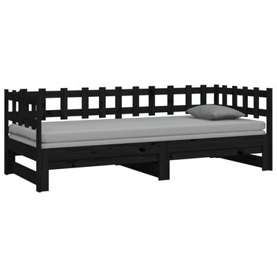 vidaXL Výsuvná postel černá 2x (90 x 200) cm masivní borovice