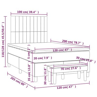 vidaXL Box spring postel s matrací tmavě modrá 120 x 200 cm samet