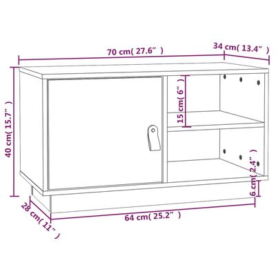 vidaXL TV skříňka medově hnědá 70 x 34 x 40 cm masivní borové dřevo