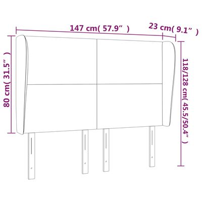 vidaXL Čelo postele typu ušák světle šedé 147x23x118/128 cm samet