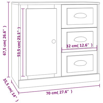 vidaXL Příborník bílý vysoký lesk 70 x 35,5 x 67,5 cm kompozitní dřevo