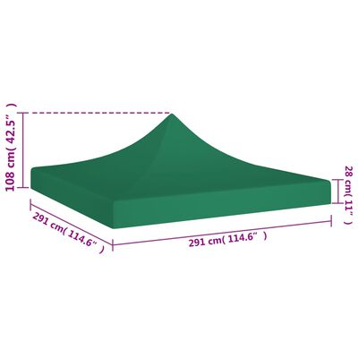 vidaXL Střecha k party stanu 3 x 3 m zelená 270 g/m²