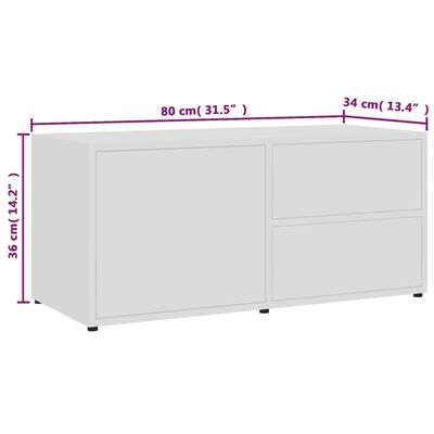 vidaXL TV stolek bílý 80 x 34 x 36 cm kompozitní dřevo