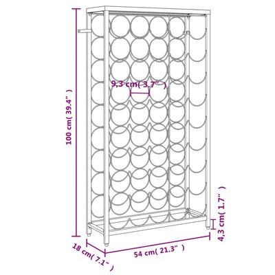 vidaXL Stojan na víno na 45 lahví černý 54 x 18 x 100 cm tepané železo